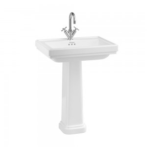 Burlington RIV11TH Riviera Square Basin 580 x 470mm 1 Taphole White (Pedestal & Brassware NOT Included)