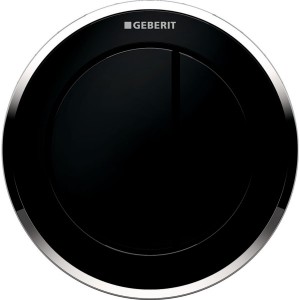 Geberit Dual Flush Button Pneumatic - Type 10 - Matt Black / Gloss Chrome [116055KM1]