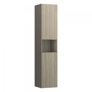 Laufen 4027021102621 Base Tall Cabinet - 2x Right Hinged Door & 1x Open Shelf/2x Glass Shelves 336x350x1650mm Light Elm