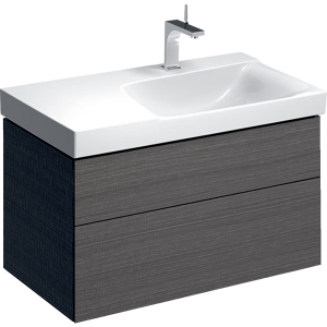 Geberit 500516431 Xeno2 900mm Asymmetrical Unit with Left Shelf & Two Drawers - Scultura Grey (Basin not included)