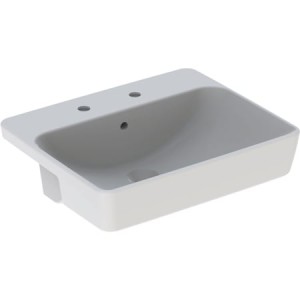 Geberit VariForm Square Semi-Recessed Basin 55cm. 2 tap hole - White [500682011]