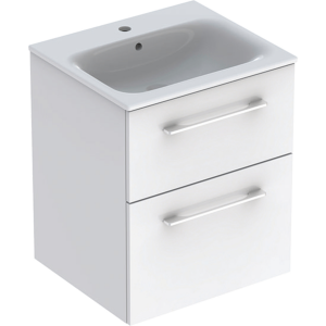 Geberit 501232001 Square S 550mm Slim Basin & Two Drawer Vanity Unit - White