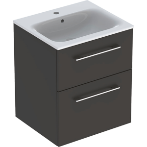 Geberit 501233001 Square S 550mm Slim Basin & Two Drawer Vanity Unit - Lava