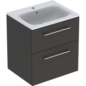 Geberit 501237001 Square S 600mm Slim Basin & Two Drawer Vanity Unit - Lava