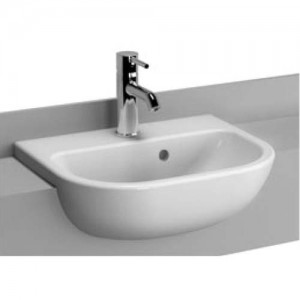 Vitra S20 Semi-Recessed Basin 45 x 35.5cm. 1TH - White [5521WH] [BRASSWARE NOT INCLUDED]