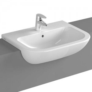 Vitra S20 Semi-Recessed Basin 55cm. 2TH - White [5524WH2] [BRASSWARE NOT INCLUDED]