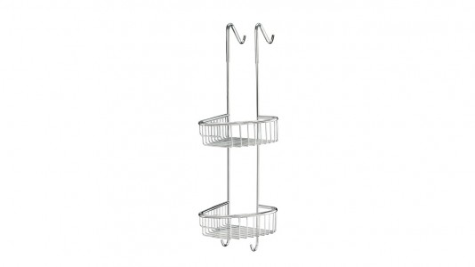 Inda Hotellerie Hook Double Corner Basket - Left Hand 21 x 74h x 33cm - Chrome [AV033BCR]