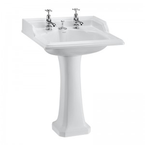 Burlington B14 Classic Rectangular Basin with Invisible Overflow 654 x 570mm 2 Tapholes White