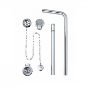 BC Designs WAS030 Exposed Bath Waste Plug & Chain with Overflow Pipe Chrome