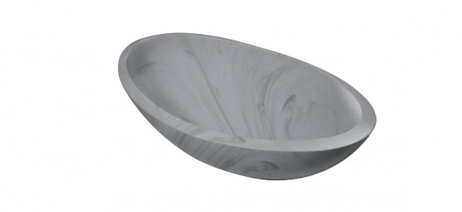 BC Designs Kurv Countertop Basin 615 x 360mm (No Tapholes) Marble Effect [BAB105ME]