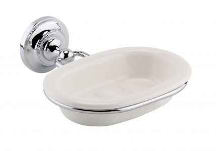 BC Designs Victrion Ceramic Soap Dish Holder 170 x 164mm Brushed Chrome [CMA015BC]