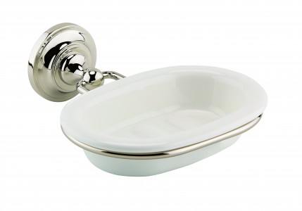 BC Designs Victrion Ceramic Soap Dish Holder 170 x 164mm Brushed Nickel [CMA015BN]