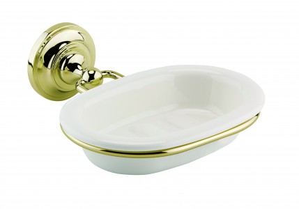 BC Designs Victrion Ceramic Soap Dish Holder 170 x 164mm Gold [CMA015G]