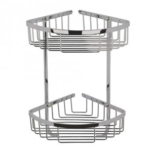 BC Designs Victrion Double Corner Shower Basket 200 x 200mm Brushed Chrome [CMA055BC]