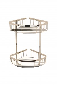 BC Designs Victrion Double Corner Shower Basket 200 x 200mm Brushed Nickel [CMA055BN]