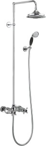 Burlington BEF2SBLA Eden Thermostatic Exposed Shower Bar Valve 2 Outlet with Rigid Riser Swivel Shower Arm Handset & Hose Chrome/Matt Black (Shower Head NOT Included)