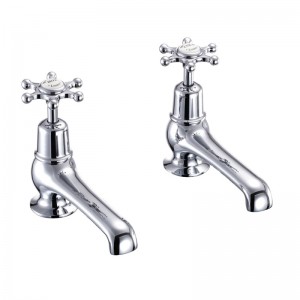 Burlington BI3 Birkenhead Bath Pillar Taps Chrome (White Indicies)