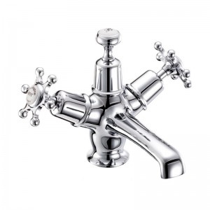 Burlington BI6 Birkenhead Basin Mixer Chrome inc. Click Clack Waste with High Central Indice (White)