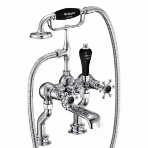 Burlington BIR15BLA Birkenhead Regent Deck Mounted Bath Shower Mixer with S Adjuster Chrome (Matt Black Indicies)