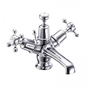 Burlington CL4 Claremont Basin Mixer Chrome inc Pop-Up Waste with High Central White Indicies