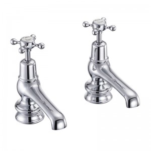 Burlington CLR2QT Claremont Regent Quarter Turn Basin Pillar Taps with 5(in) Nose Chrome with White Indicies