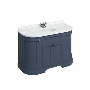 Burlington BC13 Minerva 1340mm Curved Worktop with Integrated Vanity Basin Carrara White (Furniture & Brassware NOT Included)