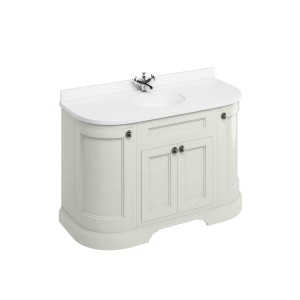 Burlington BW13 Minerva 1340mm Curved Worktop with Integrated Vanity Basin White (Furniture & Brassware NOT Included)