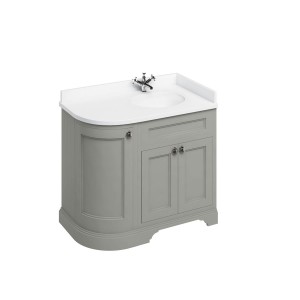 Burlington BW98R Minerva 1000mm Curved Worktop with Right Hand Vanity Basin White (Furniture & Brassware NOT Included)