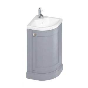 Burlington FC7G Freestanding 430mm Corner Vanity Unit with Single Door Classic Grey (Basin NOT Included)