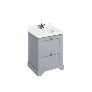 Burlington FF9G Freestanding 650mm Vanity Unit with 2 Drawers Classic Grey (Basin NOT Included)