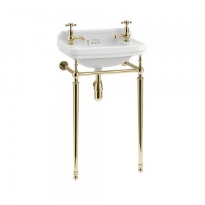 Burlington T21AGOLD Basin Wash Stand (for 510mm Cloakroom Basin) Gold (Basin NOT Included)