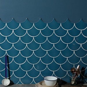 CaPietra Riverlands Scales Ceramic Wall Tile (Crackle Glaze Finish) Kingfisher 160 x 140 x 10mm [7896]