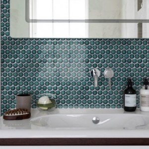 CaPietra Yoga Penny Porcelain Wall Tile (Gloss Finish) Verdigris 330 x 310 x 5mm [7347]