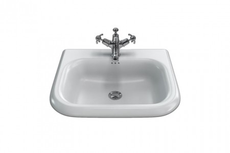 Clearwater & Burlington B7E Roll Top Basin with Overflow (Small) 550 x 470mm Tapholes Undrilled White (Basin ONLY)