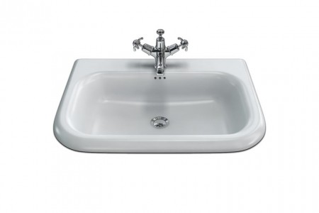 Clearwater & Burlington B8E Roll Top Basin with Overflow (Medium) 650 x 470mm Tapholes Undrilled White (Basin ONLY)