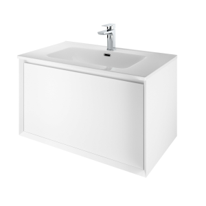 The White Space DISF80W Distrikt 81cm Wall Hung Vanity Unit - White (Basin & Brassware NOT Included)