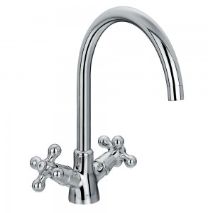 Flova ELKITCH Elegance Crosshead Handles Swivel Spout Kitchen Mixer Chrome