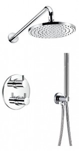 Flova LV2WPK1-RO-U Levo Round 2-Outlet Thermostatic Shower Valve with Fixed Head and Handshower Kit Chrome