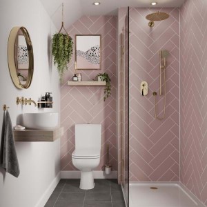 MultiPanel TILE Wall Panel Hydrolock T&G Herringbone 2400 x 598 x 11mm Antique Rose [MT325HT7228]