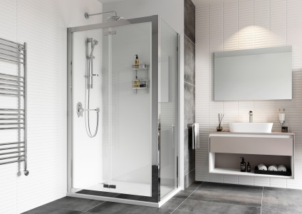 Roman Haven8 Bi-Fold Shower Door 1200mm - Alcove or Corner Fitting [H4B12CS] [BI-FOLD DOOR ONLY SIDE PANEL NOT INCLUDED]