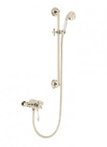 Heritage SHDDUAL10 Hartlebury Exposed Shower with Premium Flexible Riser Kit Vintage Gold