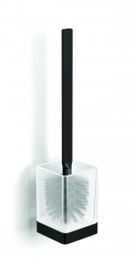 HIB ACTBWHBK03 Atto (Matt Black) Wall Mounted Toilet Brush and Holder (Square) 400 x 90mm