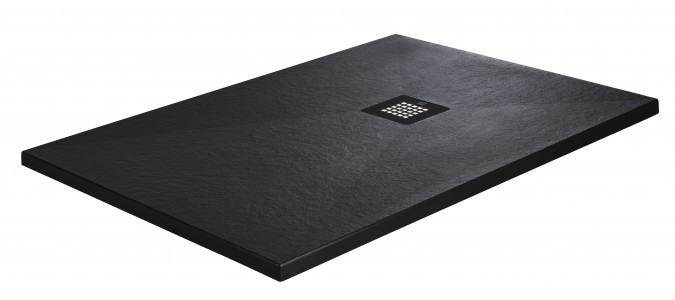 Just Trays Natural Flat to Floor Rectangular Shower Tray 1000x700mm Haworth Matt Black [NTL1070010]