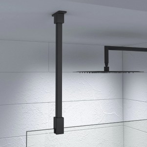 Kudos Ultimate Glass to Ceiling Fixing Kit 600mm Bar Matt Black [10WPGCMBK]