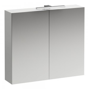 Laufen 4028221109991 Base Double Door Mirrored Cabinet with Light & Shaver Socket 800x700x180mm Other Colours
