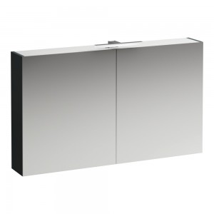 Laufen 4029221102661 Base Double Door Mirrored Cabinet with Light & Shaver Socket 1200x700x185mm Traffic Grey