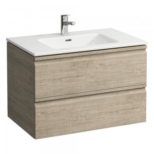 Laufen 619634791041 Pro S Vanity Unit - 2x Drawer & Slim Washbasin 800x500x545mm Bright Oak (Brassware NOT Included)