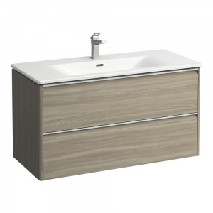 Laufen 8607072621041 Palace Combipack Slim Washbasin with 2-Drawer Vanity Unit 450x545x1000mm Light Elm (Brassware NOT Included)