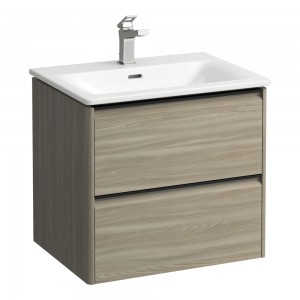 Laufen 8617022621041 Palace Combipack Slim Washbasin with 2-Drawer Vanity Unit 450x545x600mm Light Elm (Brassware NOT Included)