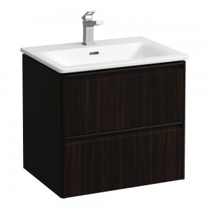 Laufen 8617022631041 Palace Combipack Slim Washbasin with 2-Drawer Vanity Unit 450x545x600mm Dark Brown Elm (Brassware NOT Included)